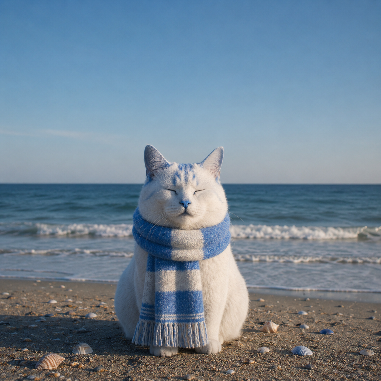 AFK the cat on the beach